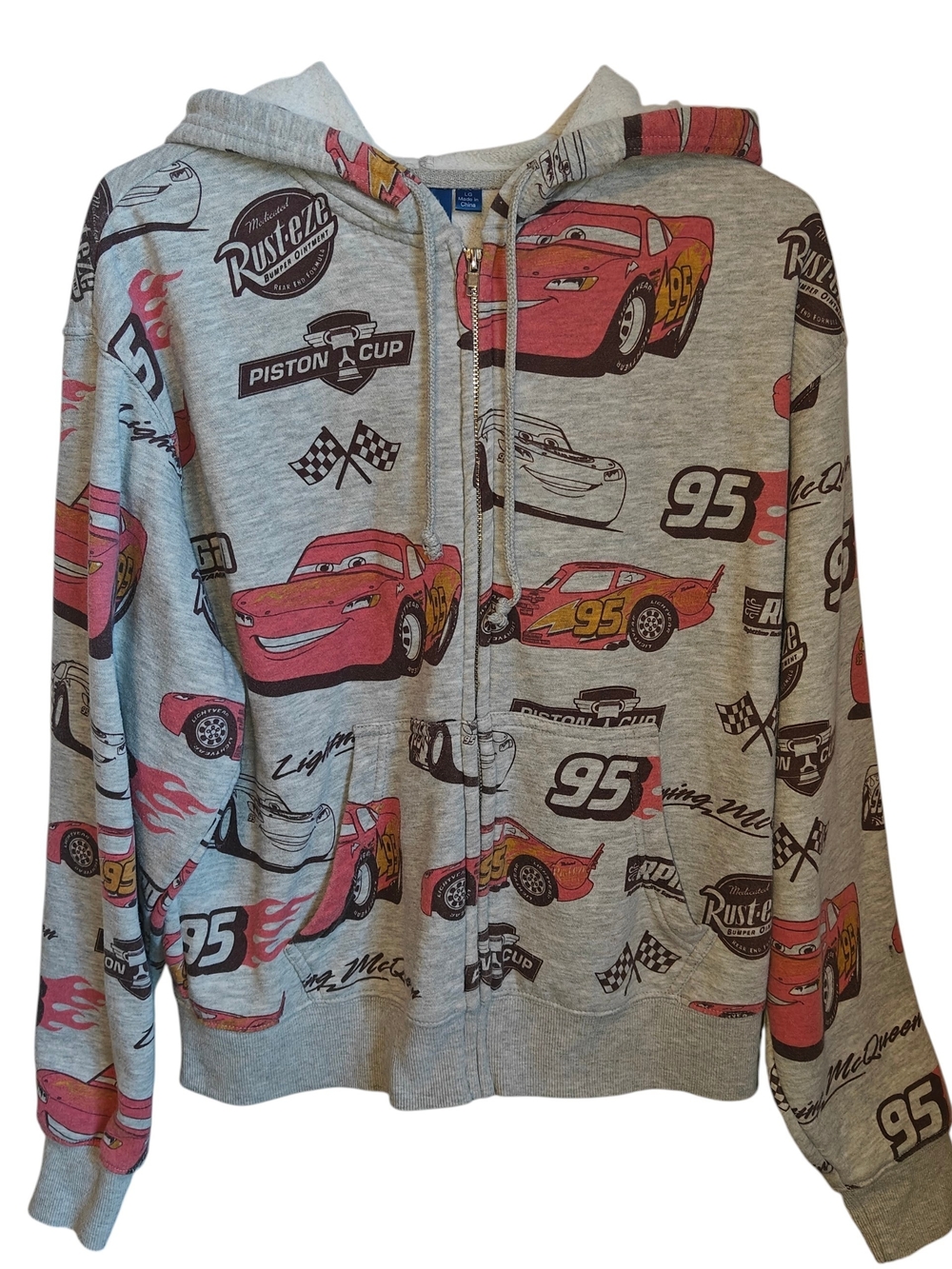 Disney Pixar Cars Lightening McQueen Full Zip Hoodie Women's Size L